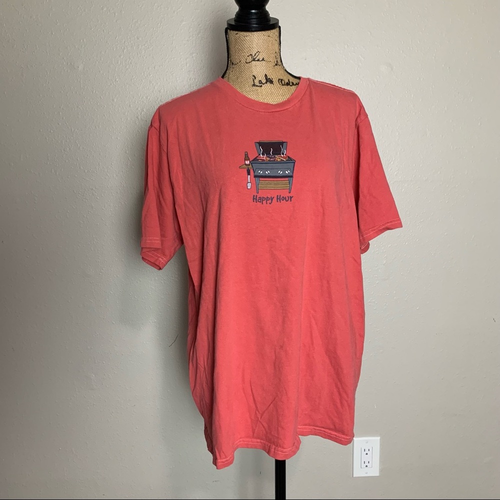 Positivitees BBQ grill meat beer happy hour shirt